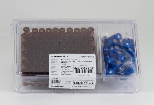 Vial Kit, 1.5mL Amber Glass w/Snap Caps, Non-slit Silicone/PTFE Septa, 100/PK