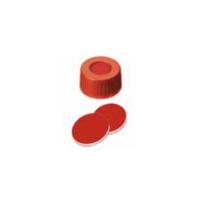 Vial Caps, 9mm for 1.5mL Vials, Screw Thread w/Pre-slit Silicone/PTFE Septa, 100/pk, No Vials