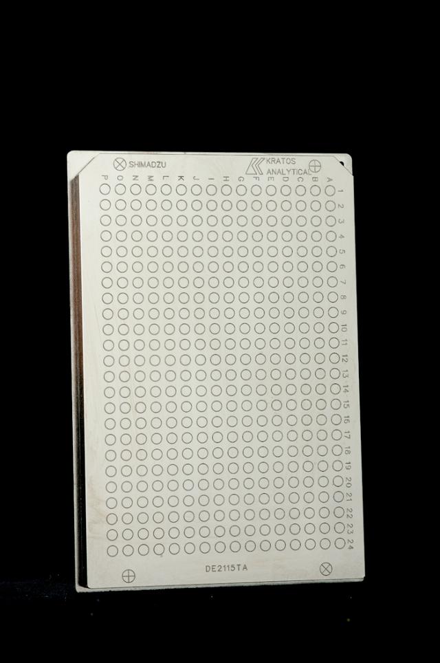 MALDI MS 10mm 384 Well Sample Plate, 24 Calibration Wells, Stainless Steel